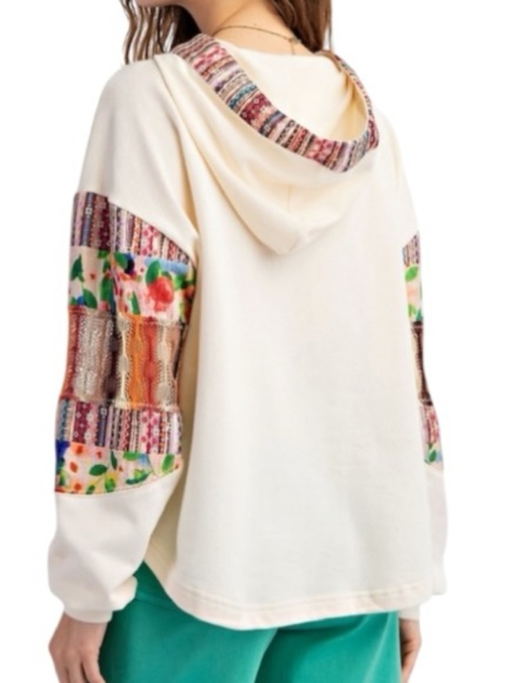 easel The Emery Smiley Face Mix Print Hoodie Pullover Size S - Picture 2 of 8